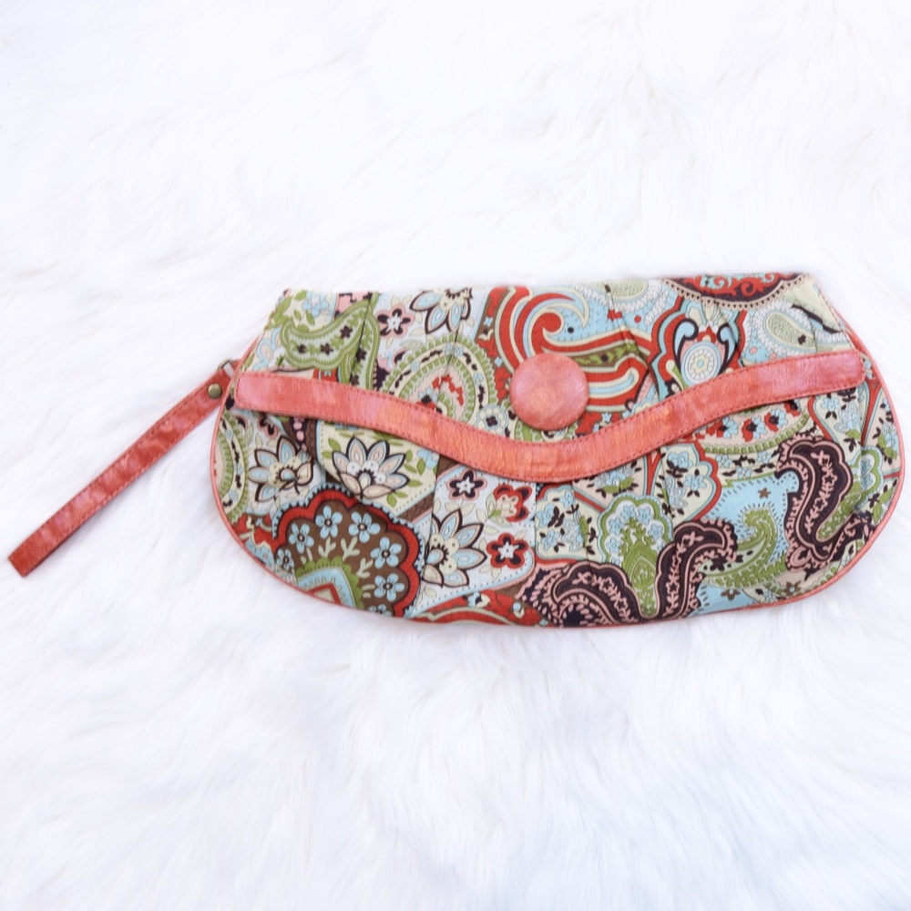Ebisu Fabric Printed Wristlet Clutch Bag